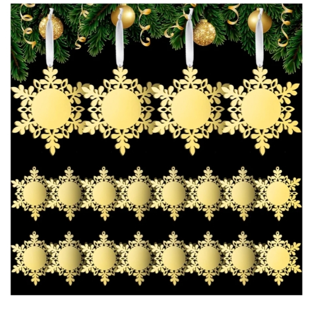 New 24 Pcs Mirror Acrylic Snowflake Ornaments For Christmas Tree Decor For Diy